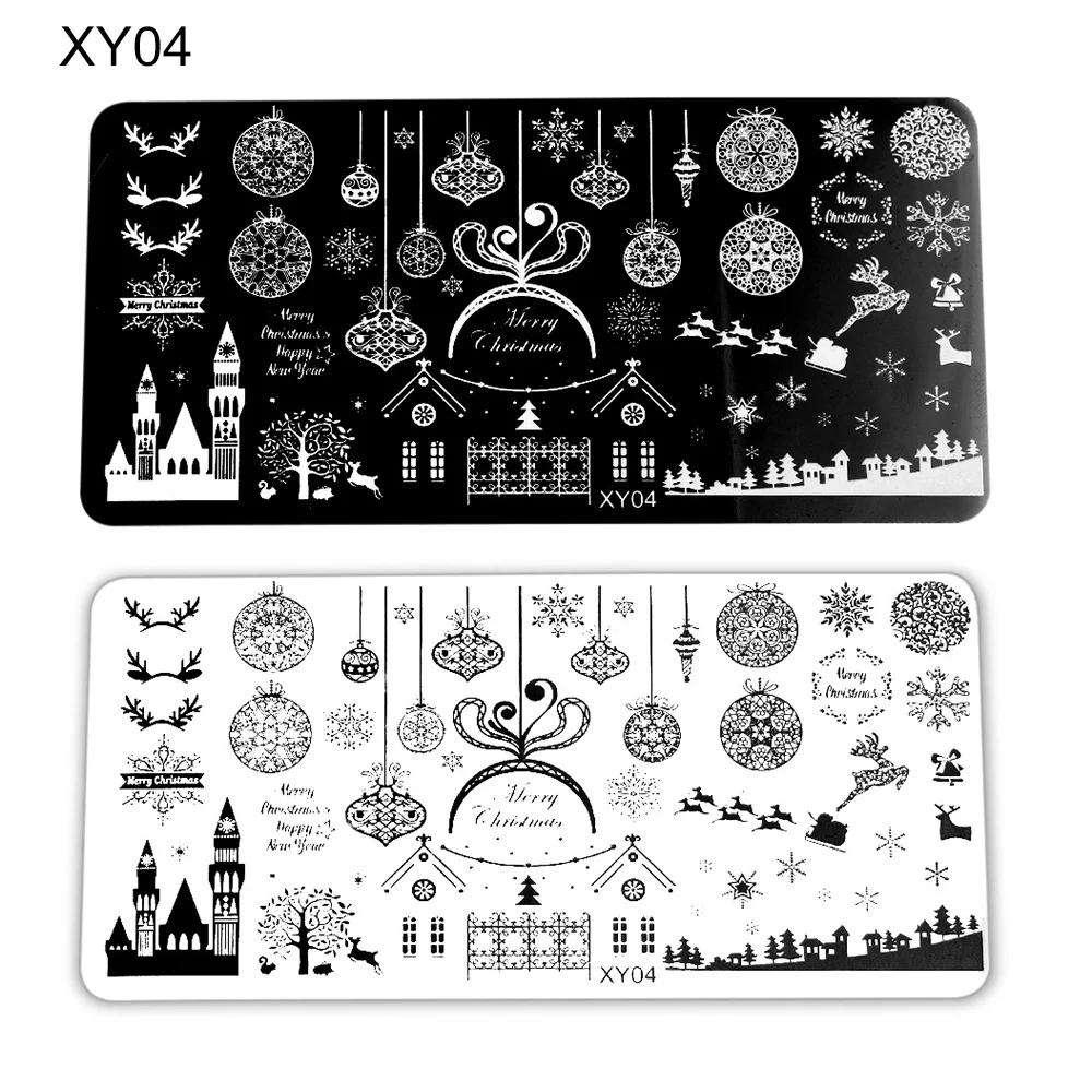 Рождественский маникюрный набор для наращивания ногтей шаблон штамповки ногтей Геометрическая Снежинка олень шаблон штамповочной пластины 12x6 см