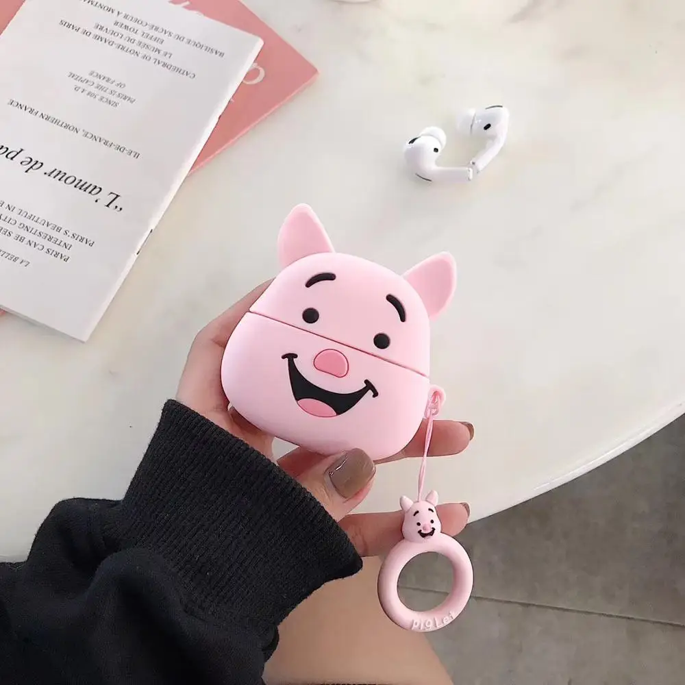 Cute 3 for airpods pro case cartoon cute for airpods pro cover silicone pig for apple bluetooth cases bear animer accessory - Цвет: pink bear