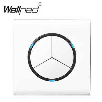 

3 Gang 1 Way 2 Way Light Switch Wallpad Random Click Push / Pull Button Wall Switch With LED Neon Fireproof PC White