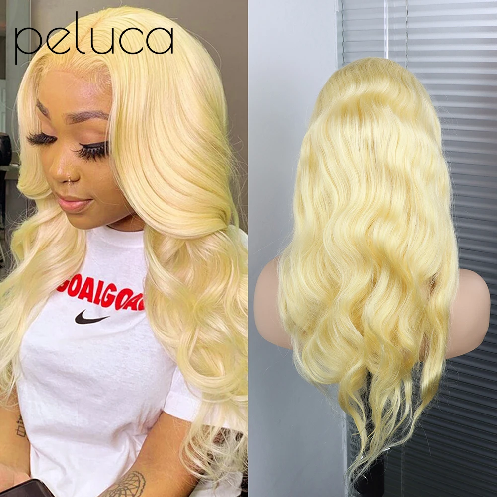 Peluca Blonde Lace Long Front Hair Wig Pre Plucked Transparent Body Wave Remy Brazilian Human Hair Wigs For Black Women Peru