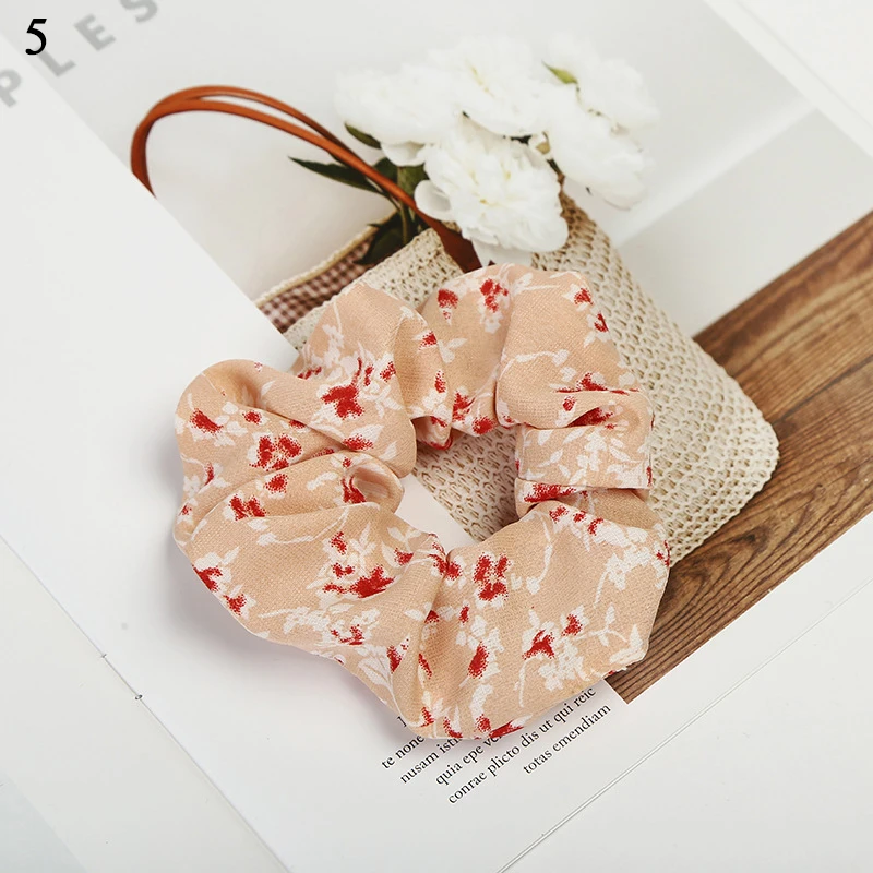 Floral Plaid Print Scrunchie Hair Accessories For Women Ponytail Holder Elastic Rubber Band Girl Fabric Hair Ties Band Hair Rope ladies headband Hair Accessories
