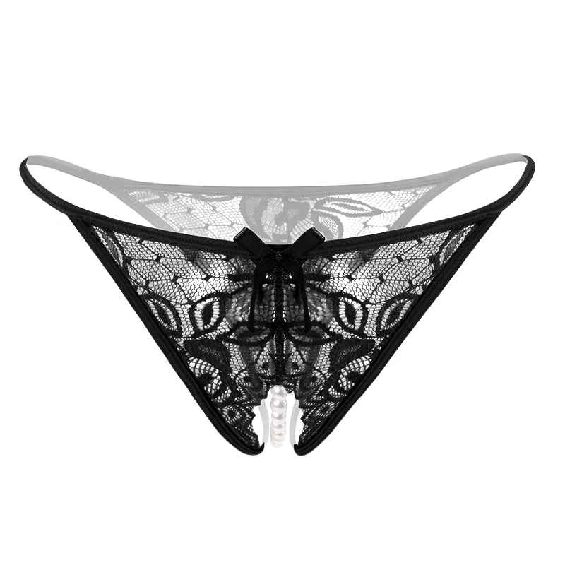 Women Lingerie Plus Size Lace Panties for Sex Open Crotch Briefs With Pearls Women Thongs And G strings Sexy Transparent Lingerie Underwear