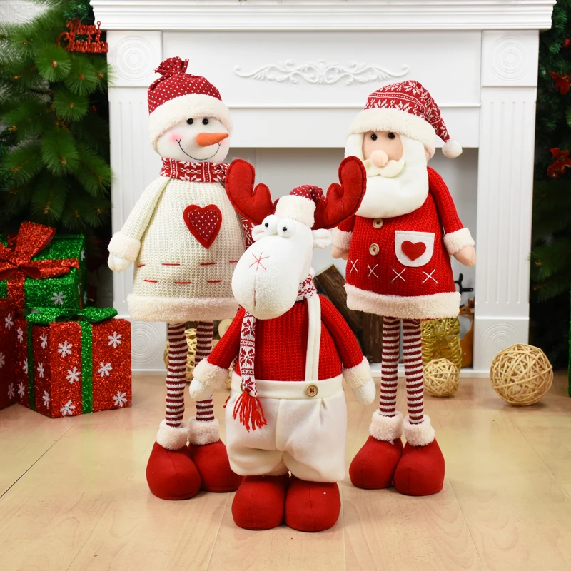 Большой размер Рождественские куклы выдвижной Санта-Клаус Снеговик Лось игрушки рождественские фигурки Рождественский подарок для детей