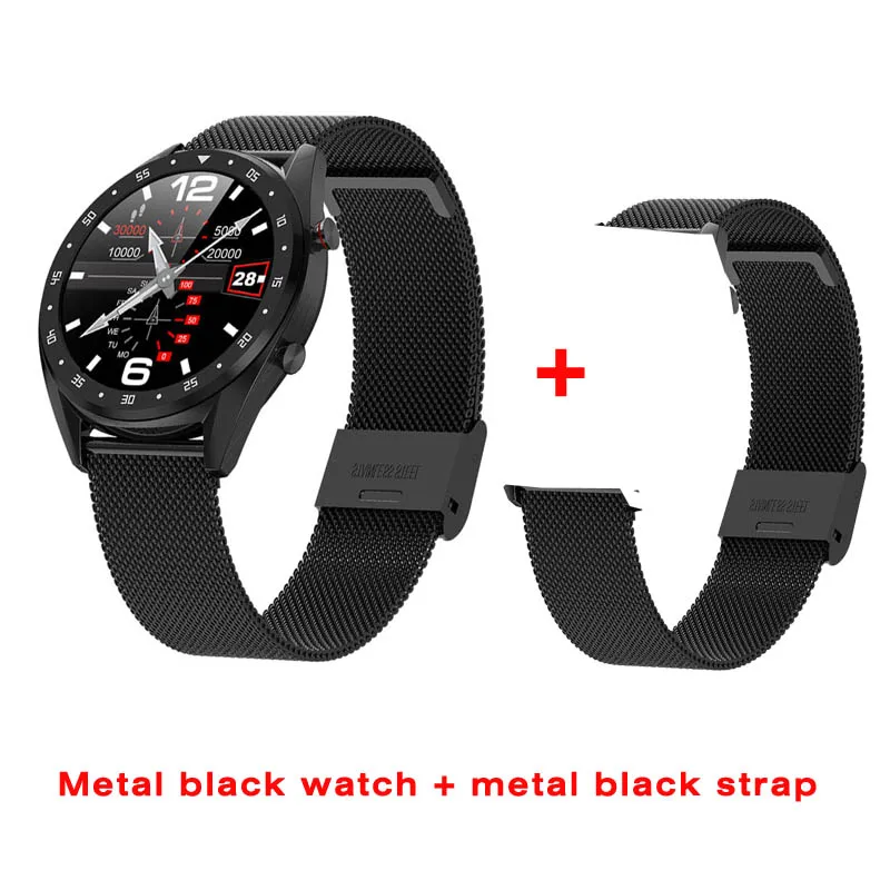 add metal strap Greentiger L7 Bluetooth Смарт-часы для мужчин ЭКГ+ PPG HRV монитор сердечного ритма артериального давления IP68 Водонепроницаемый умный браслет Android IOS - Цвет: add metal strap