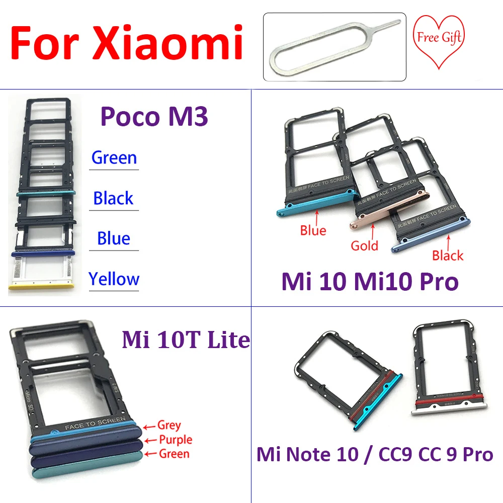 Держатель для SIM-карты Xiaomi Mi Poco M3 X3 NFC 10T Lite 10 Pro Note/CC9Pro адаптер со слотом + штырь |