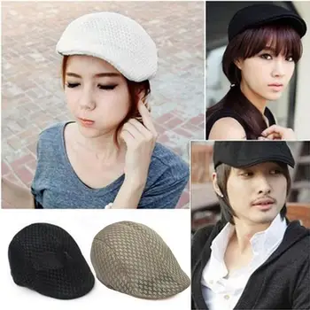 

Men Women Summer Breathable Newsboy Cabbie Beret Sun Cap Duckbill Ivy Flat Hat
