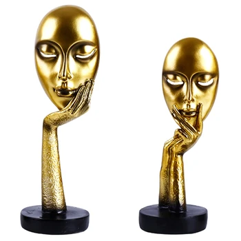 

ABSTRACT FACE STATUE HOME DECORATION FIGURINE RESIN CRAFT OFFICE DECORATIVE SCULPTURES GOLD CLASSIC HUMAN MODEL MINIATURE MODEL