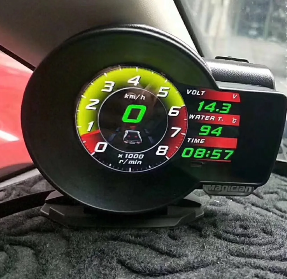 Magician OBD F835 Head Up display Автомобильный цифровой измеритель напряжения и скорости и т. Д. Датчик температуры воды автоматический диагностический инструмент - Цвет: Многоцветный