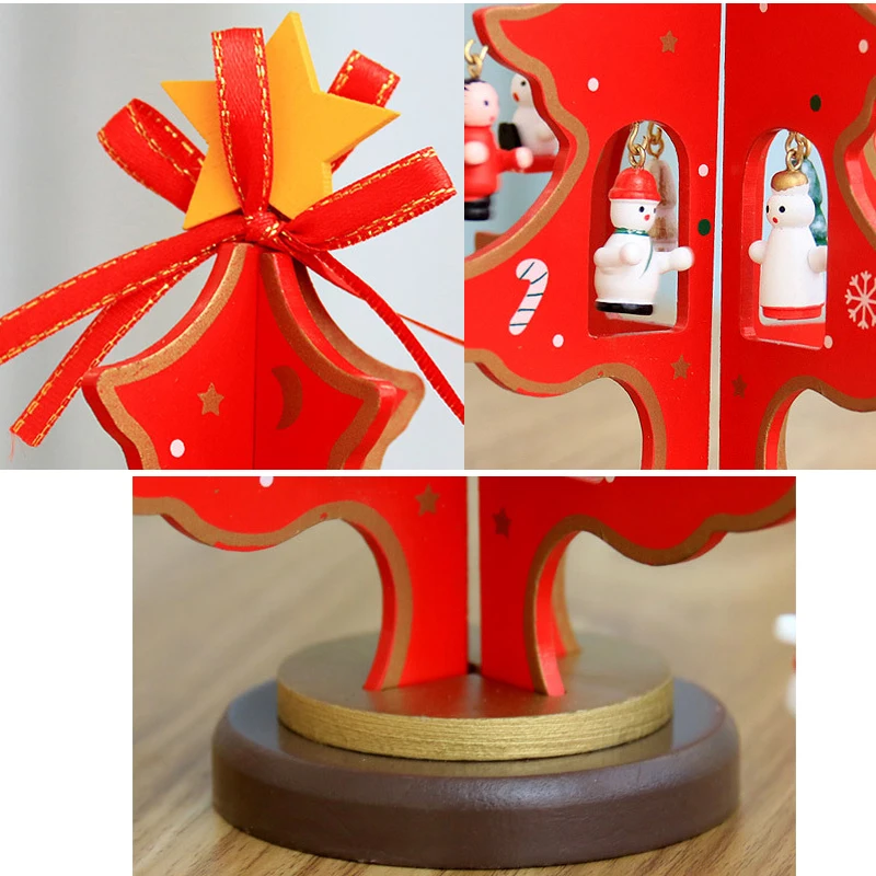 Mini Christmas Tree Holiday Decor Colorful Double Wood  Xmas Tree New Year Party Wedding DIY Desktop Home Ornaments 25cm-35cm (25)