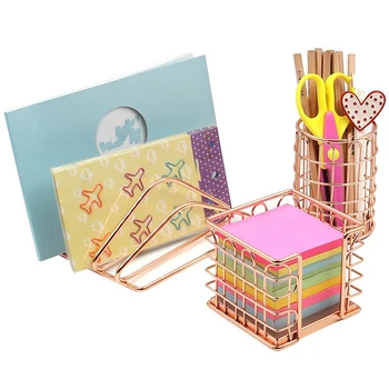 

Desk Supplies Organizer Kit- Letter Sorter, Pen Holder and Sticky Note Holder
