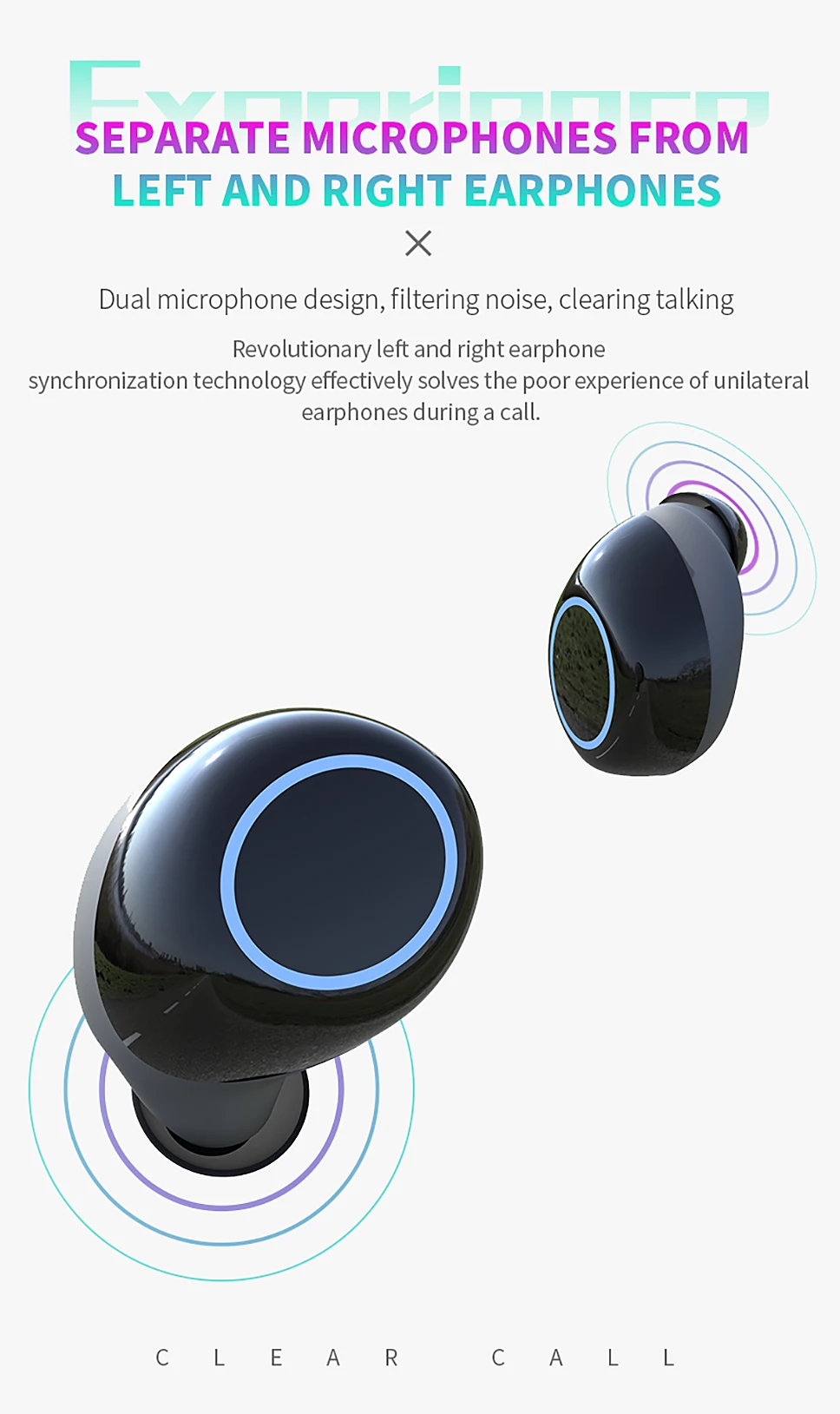 Портативные беспроводные наушники с Bluetooth TWS 5,0, стильные часы, Hi-Fi наушники, Спортивная гарнитура, наушники с шумоподавлением