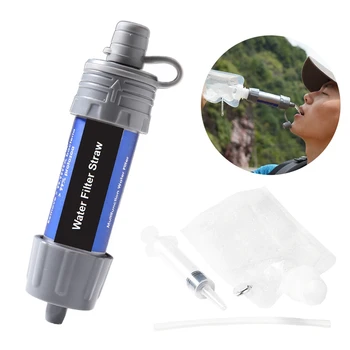 

Outdoor Straw Water Purifier Emergency Water Filter Straw Water Filtration System Camping Equipment with Syringe, Water Bag, Wat