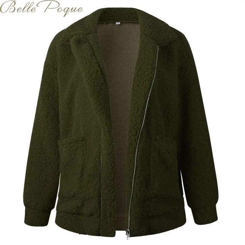Belle Poque, плотное пальто из искусственного меха, Женская пушистая плюшевая куртка, пальто, короткая верхняя одежда, пальто с отложным воротником для женщин, Осень-зима