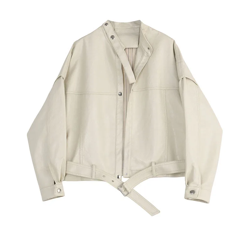 

Leather Jacket Women 2023 Spring Loose Large Size Top PU Leather Slim Motorcycle Coat Ladies Autumn Elegant Slim Jackets OK1129