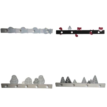 

House Decor Wood Cartoon Key Holder Wall Shelves Coat Rack Wall Hanging Shelf for Kids Room Decor Hanger Hooks Door Hanger