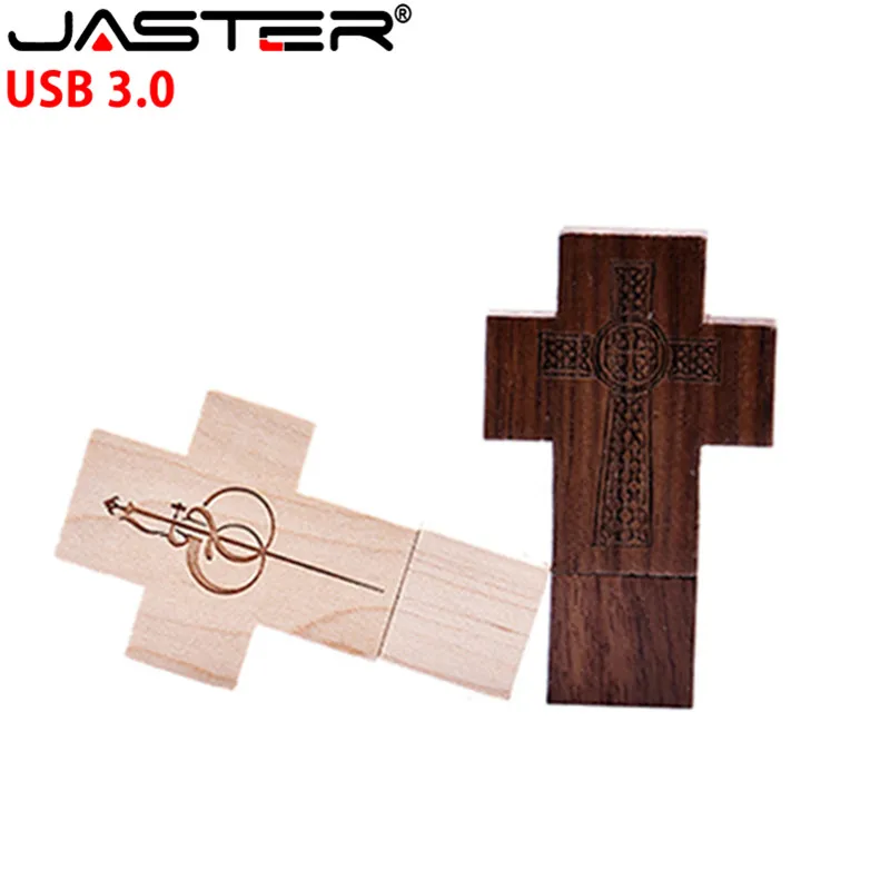 JASTER USB флеш-накопитель с логотипом, USB 3,0, usb-накопитель в виде деревянного Креста, коробка памяти, флешка, 16 ГБ, 32 ГБ, 64 ГБ, кресты, флеш-накопитель, подарок