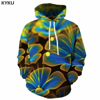 

KYKU Brand Flower Hoodie Men Psychedelic Hooded Casual Harajuku 3d Printed Colorful Sweatshirt Printed Hoodie Print