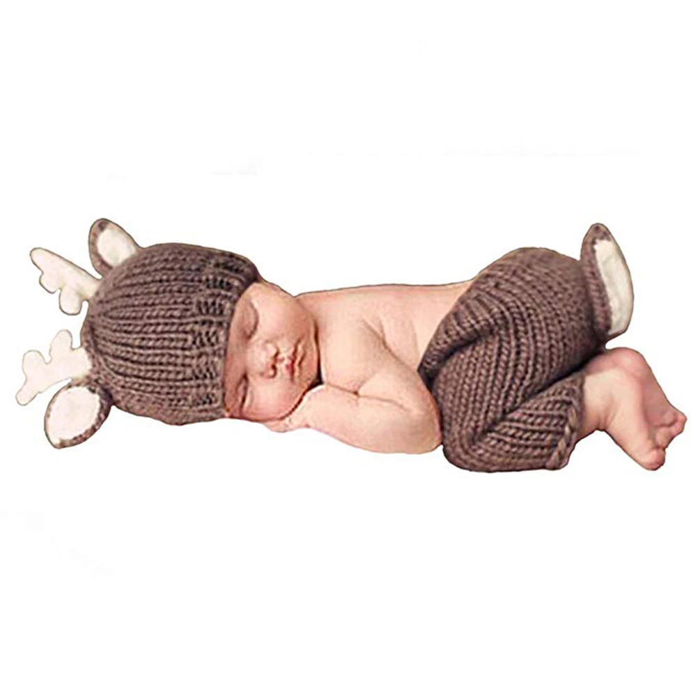 Newborn Baby Clothes Set Photography Props Outfits Lovely Infant Boy Girl Clothing Knitted Hat and Pant | Детская одежда и обувь