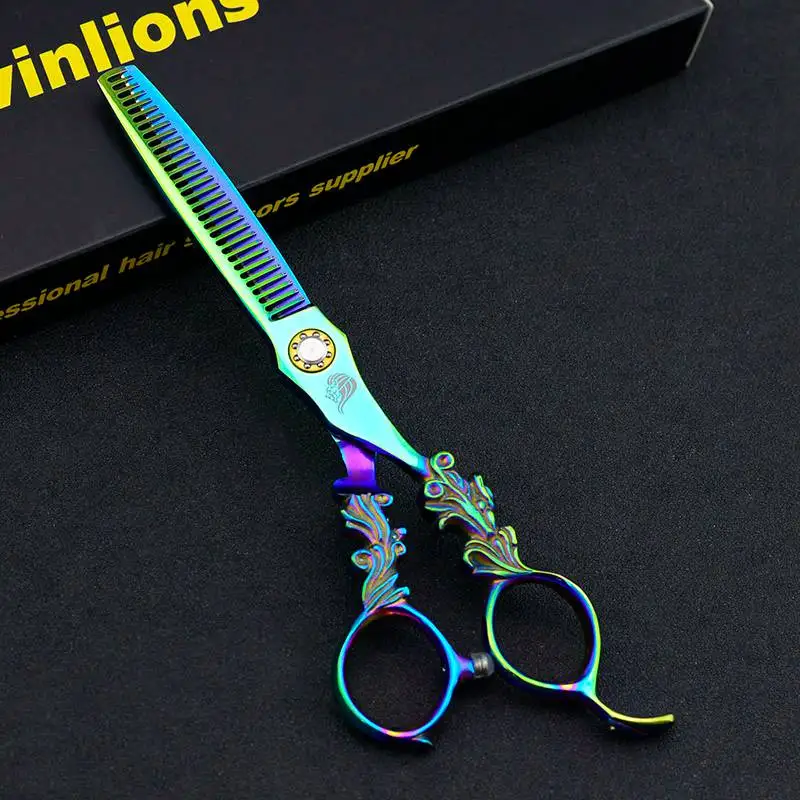 6 дюймов univinlions Rainbow 440C Профессиональные Парикмахерские ножницы Парикмахерские стрижки Парикмахерские ножницы японские ножницы для стрижки волос