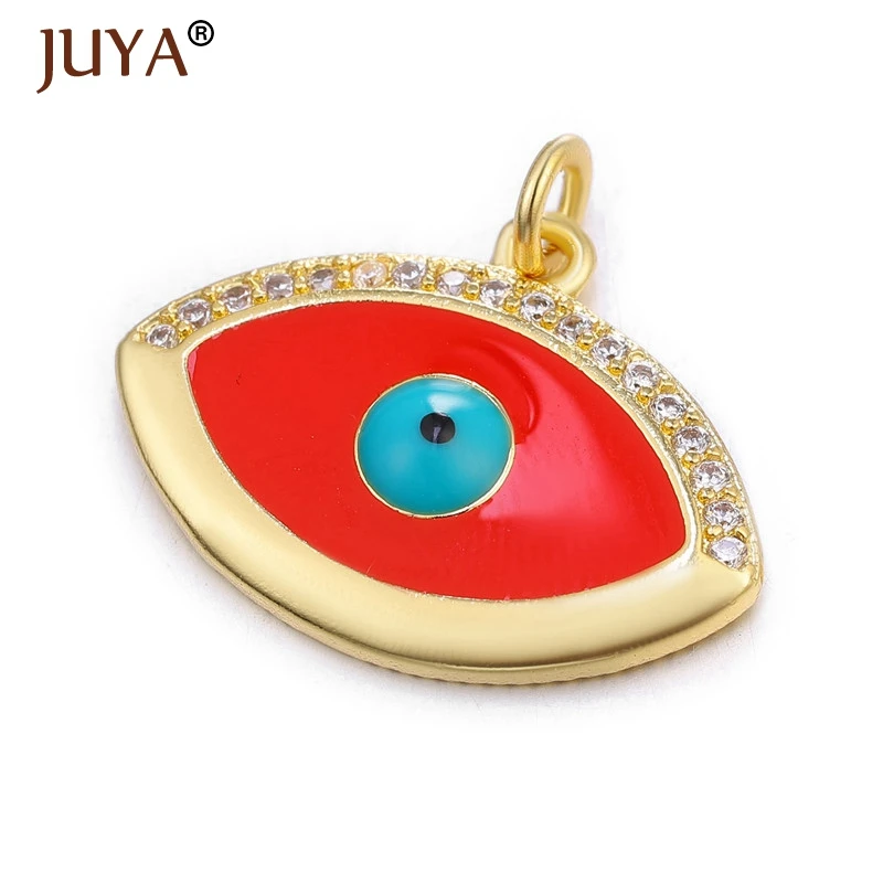 red JUYA Популярные Модные Подвески для изготовления ювелирных изделий, роскошные разноцветные хрустальные подвески от сглаза для женщин, подарок своими руками - Окраска металла: red