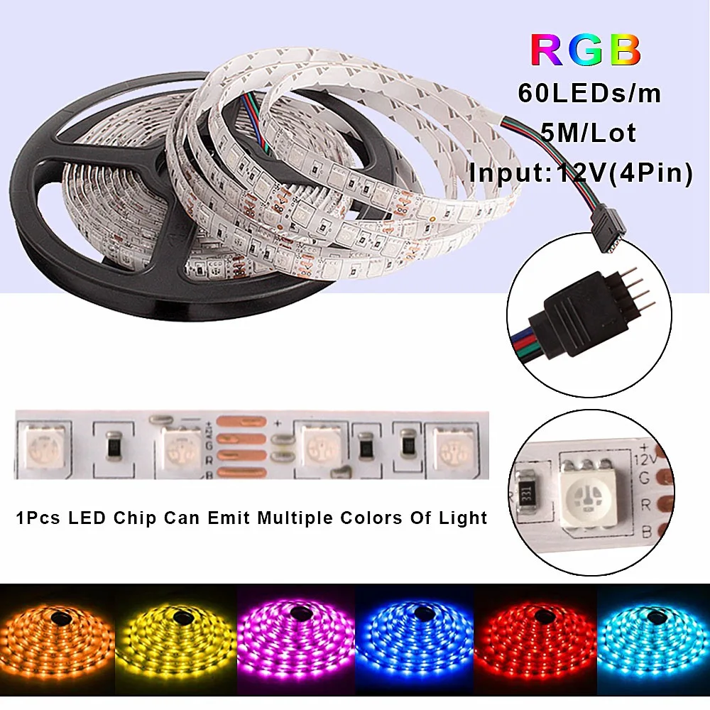RGBW RGBWW RGB Светодиодная лента WiFi DC 12 В 5050 водонепроницаемый гибкий светодиодный светильник лента 60 светодиодный s/m 5 м IR WiFi контроллер адаптер питания