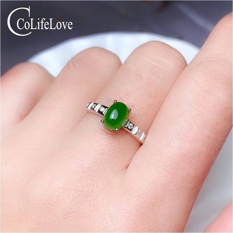

CoLife Jewlery 925 Silver Ring for Daily Wear 5mm*7mm Natural Jasper Silver Ring Sterling Silver Jasper Jewelry Gift for Woman