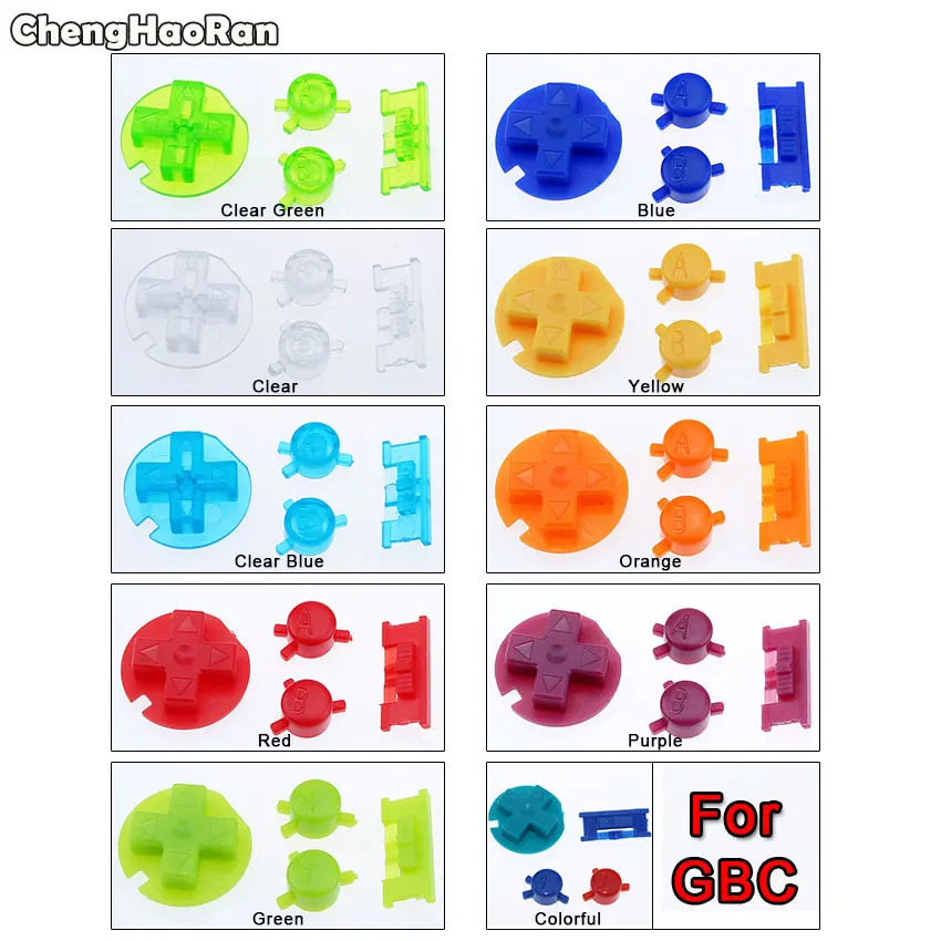 

ChengHaoRan Colorful Buttons Set Replacement for Gameboy Color for GBC Game Console ON OFF Button A B D Pads Buttons