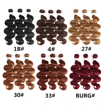 99J/Burgundy Human Hair Bundles With Frontal X-TRESS Brazilian Non-remy Body Wave Human Bundle Hair Weaves With Lace Frontal 5