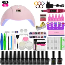 Набор для ногтей 36 Вт УФ светодиодный светильник Сушилка с 6/10/12 шт инструментов для ногтей Гель-лак набор Био-Гели Soak Off маникюрный набор Гель-лак для ногтей Nail Art Набор инструментов