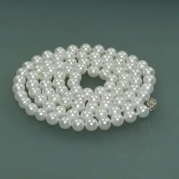 

Charming 7-8mm AAA White round Freshwater Cultured Pearl Long Necklace 18"