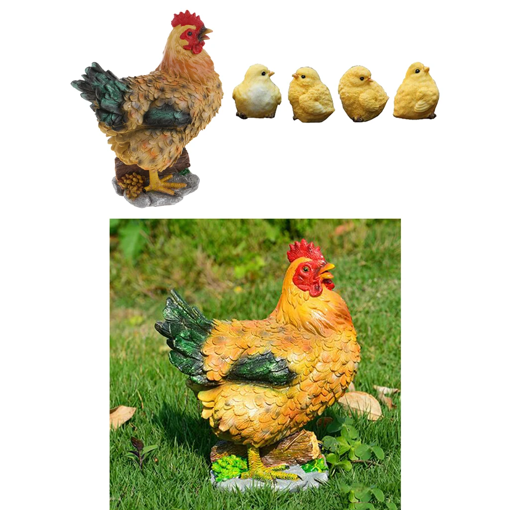 Искусственные животные, стоячие цыплята и курицы, орнамент, открытый газон, садовый Декор