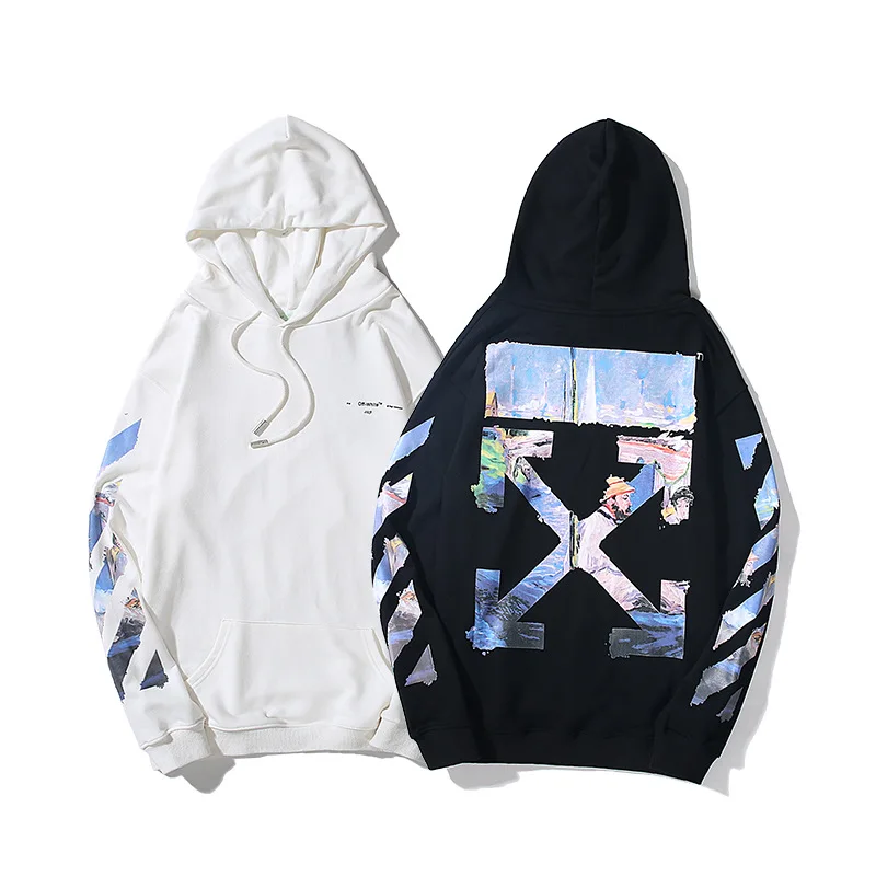 

Popular Brand 19ss Ow Offwhite Monet Color Oil Painting Printed Hoodie Men And Women Hooded Pullover Long-sleeved Sweater