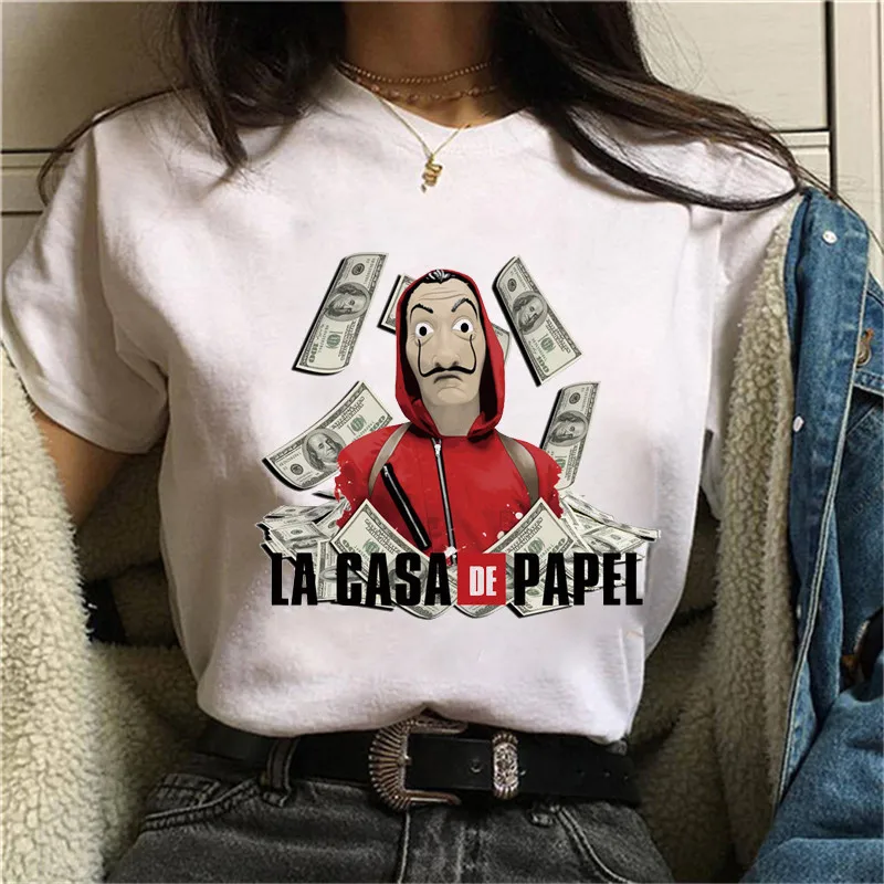 

Streetwear t shirt Harajuku Graphic tshirt La Casa De Papel t-shirt Women Vintage Hip Hop Funny Kpop Aesthetic Clothes Oversize