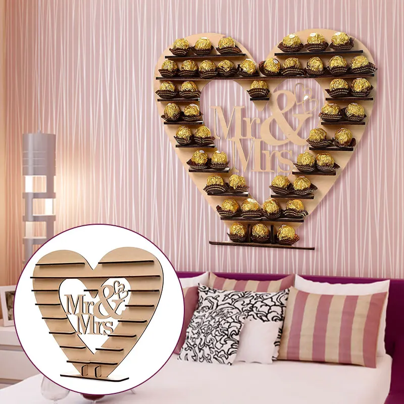 Ferrero Rocher Mr& Mrs выставочный стенд деревянный в форме сердца шоколадные конфеты банкет Красивая Вечеринка день рождения