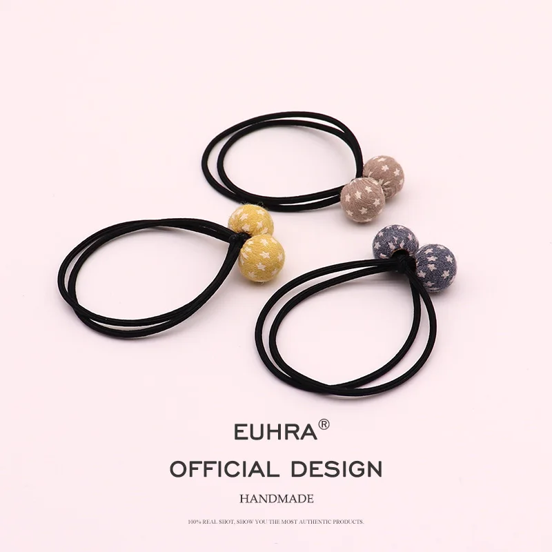 EUHRA 5 цветов, тканевый мячик со звездами, классический стиль, эластичные резинки для волос для женщин и девочек, резинка для волос, Детская резинка