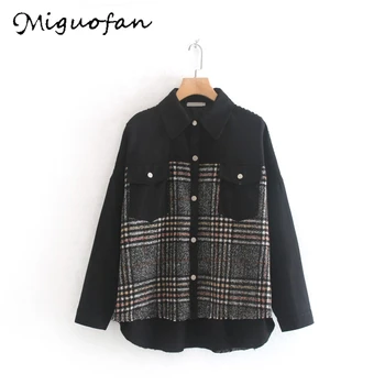 

Miguofan plaid shirts casual women blouse shirts button autumn winter blouse vintage long sleeve office female blouse shirts new