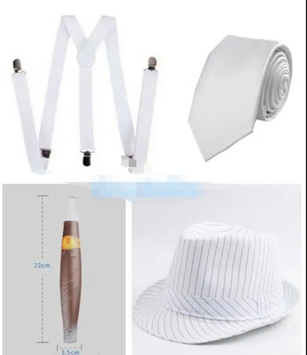 Details about Mens 1920s 20s Gangster Set Hat Braces Tie Cigar Gatsby Kit Costume Accessories 4