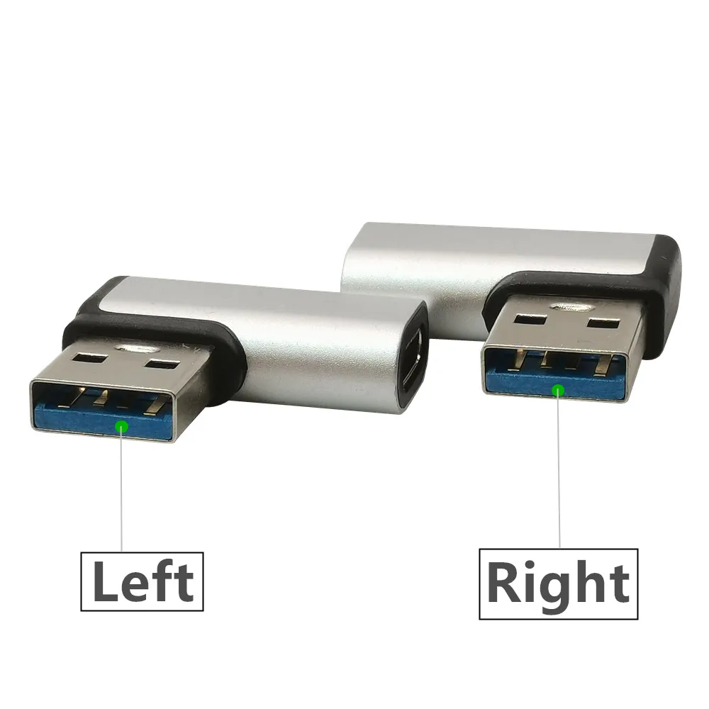 Переходник с USB C мама на 3 0 папа под прямым углом 90 градусов Тип правый и левый 1