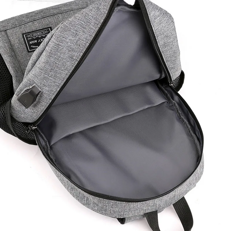 Мужские рюкзаки для ноутбука, подростковые мужские рюкзаки Mochila с usb зарядкой, рюкзак для путешествий, Водонепроницаемый Школьный рюкзак, школьный рюкзак серого цвета