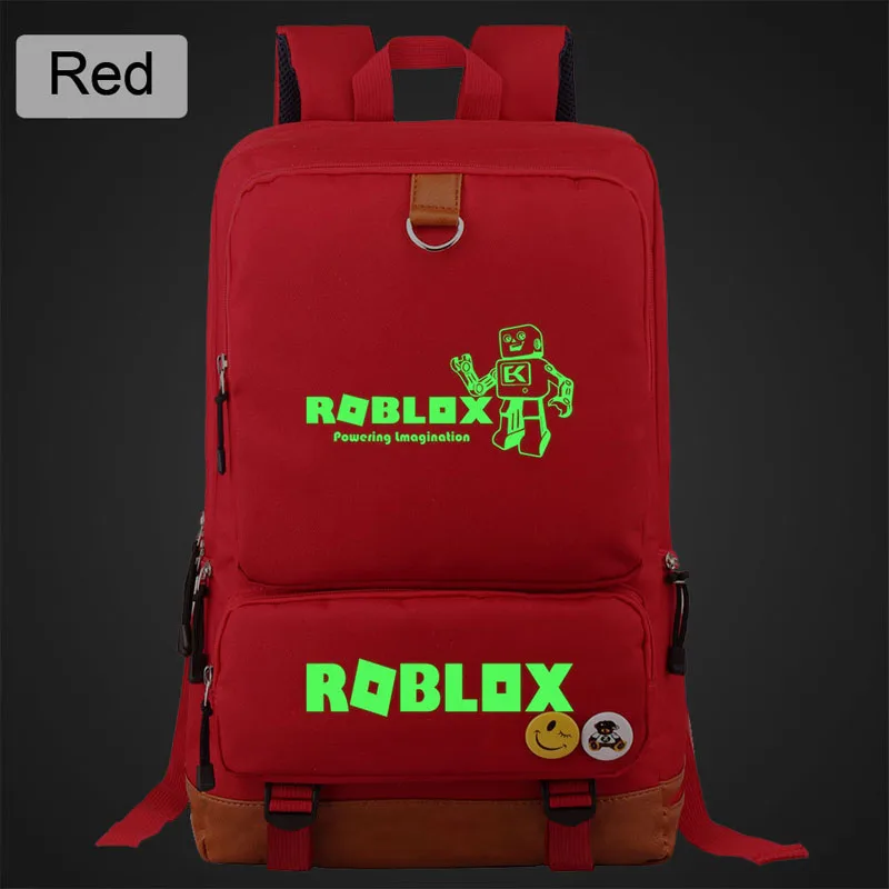 red b ROBLOX, повседневный холщовый женский рюкзак, светящийся, однотонный, простой, для мужчин, для студентов, школьная сумка, mochila mujer, для улицы, дорожные сумки - Цвет: red b