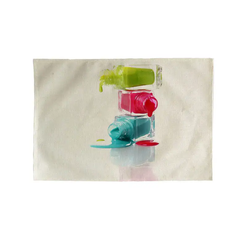 Цвет бутылка под лак для ногтей Кухня столовых подставка, обеденный Коврики на стол из хлопка и льна для чаша коврик 42*32 см дома DecorCD06 - Цвет: CD06-12