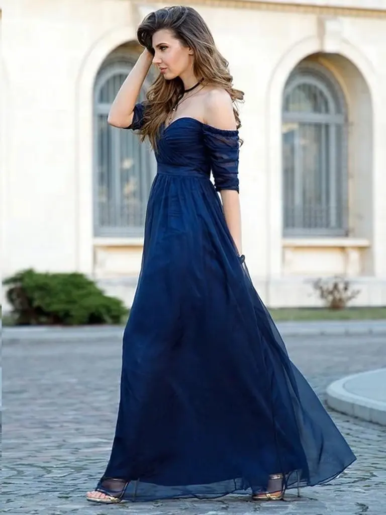 Charming Navy Blue Tulle Prom Dress Off 