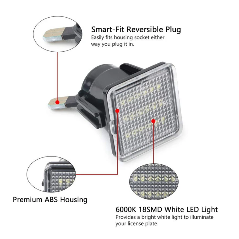 2 шт. светодиодный светильник для номерного знака в сборе для Toyota Tundra- для Toyota Tacoma-, питание от 18Smd ксеноновый светильник