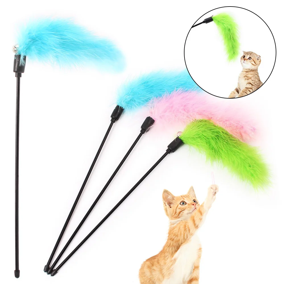 Забавный Кот Игрушка Pet интерактивная игрушка для кошек Цвет Фул перо индейки в