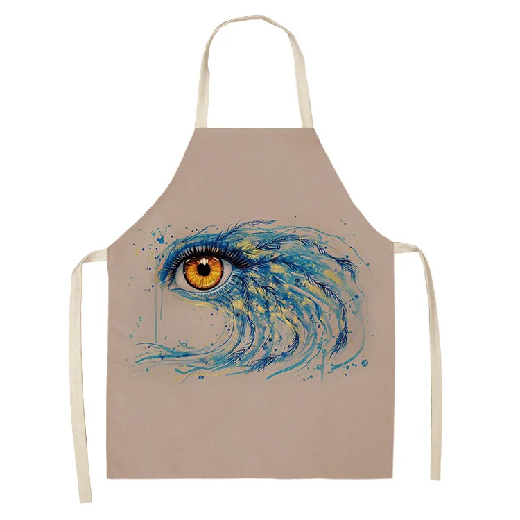 Colorful Eye Lashes Printed Kitchen Apron Kids Men Women Chef Cooking Aprons Cotton Linen Waist PVC Apron Cleaning