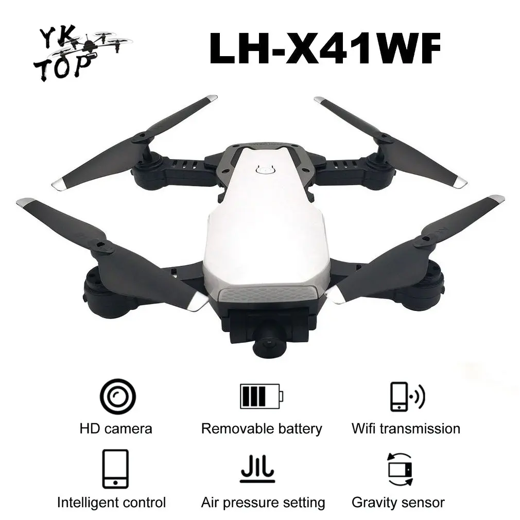 0.3MP 3battery white LH-X41WF Дрон на ру игрушки 6-осевой Мини Складной Дрон с камерой с WiFi HD камера Выдержка Взлет/посадка, беспилотные летательные аппараты с батарейки в комплекте - Цвет: 0.3MP 3battery white