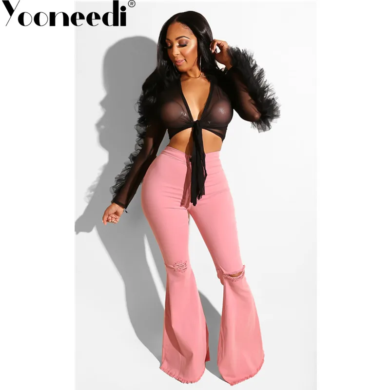

Yooneedi 2019 Summer Design Sexy Women T shirt 4 Color Solid Ruffles V-neck Full Sleeve Short Style T-shirts SMD-7011