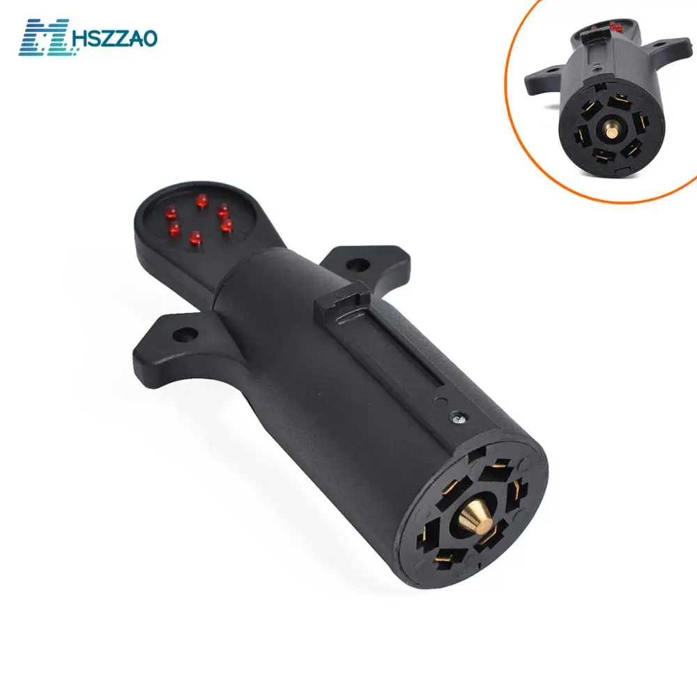 

12V 7-Way Blade Trailer Light Wiring Circuit Tester Round Adapter Pin Plug RV