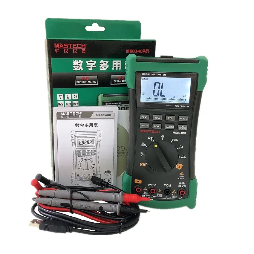 MASTECH MS8340B Цифровой мультиметр 22000 отсчетов Авто Диапазон истинный RMS DMM Емкость