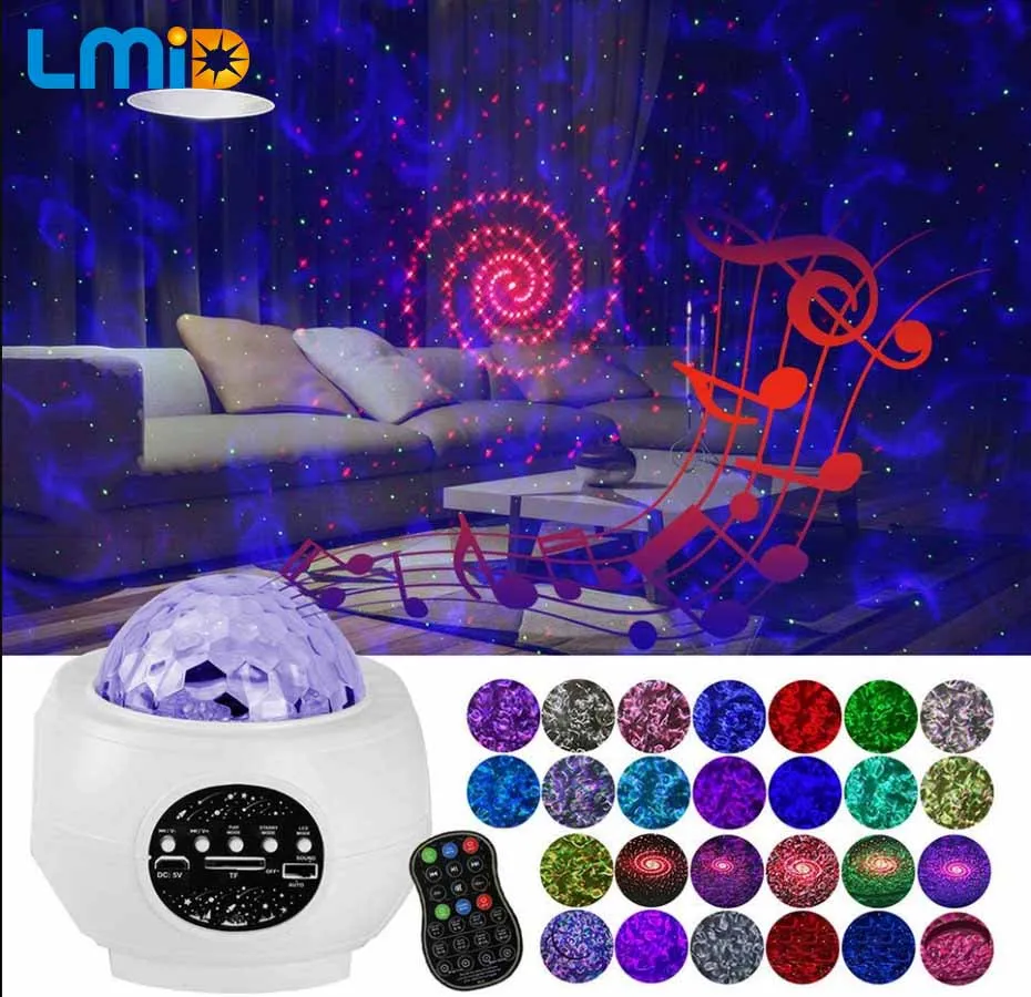 

Starry Sky Projector Lamp USB Bluetooth LED Night Light Romantic Colorful Starry Sky Projection With Remote Control Party Lamp